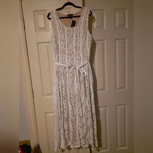 Off White And Nude (Tan) Sleeveless Scoop Neck Maxi Sundress NWT